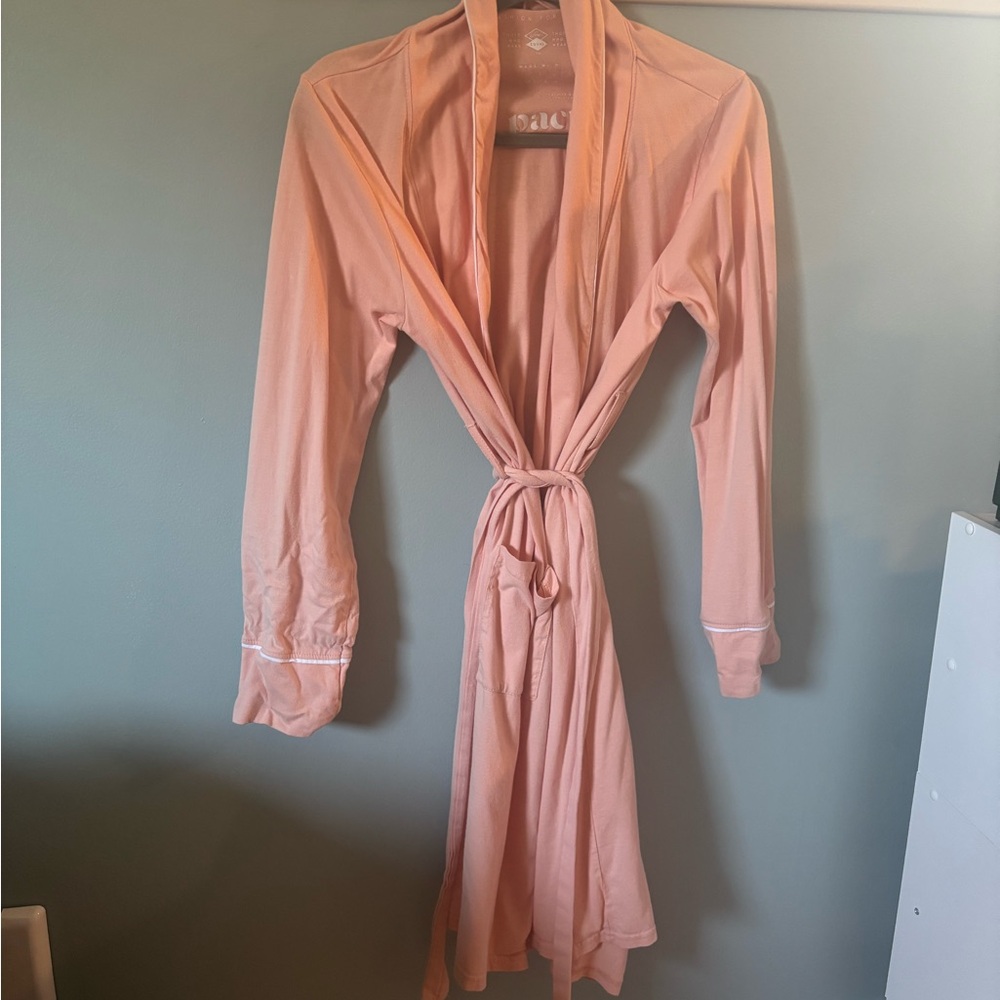 Pact Women's Peach Long-Sleeve Robe with Tie Waist